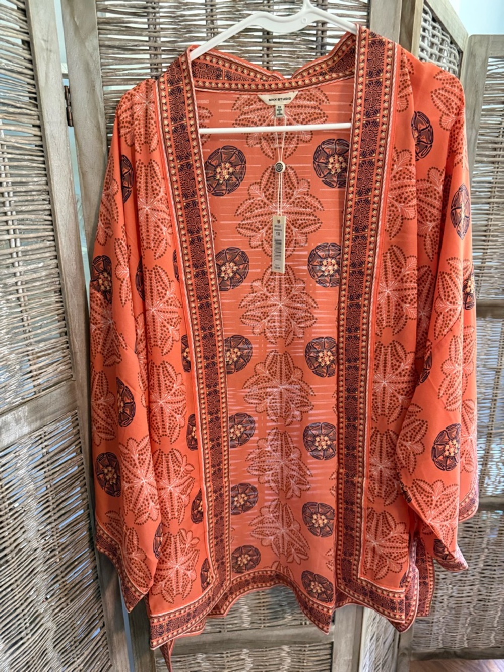 Maeve Orange Printed Kimono Cover-Up by Anthropologie